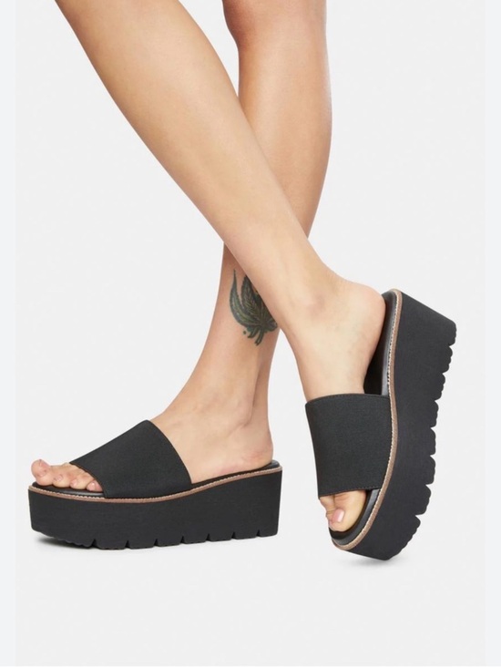 Dirty Laundry Shoes - Dirty Laundry Pivot Black Platform Wedge Slide Sandals 90’s Grunge Y2K Size 6